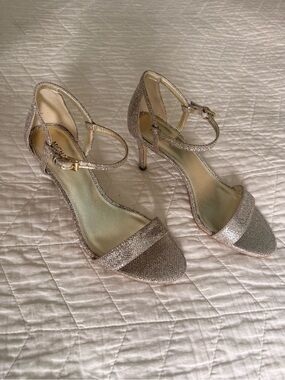 MICHAEL Michael Kors Gold Glitter Ankle-Strap Heels